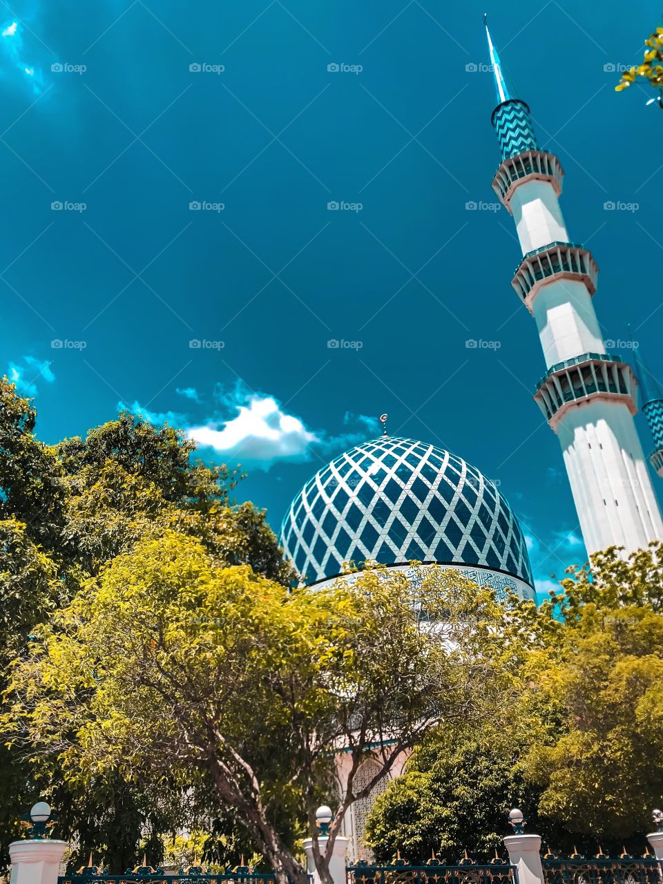 Beautiful mosque with blue skies