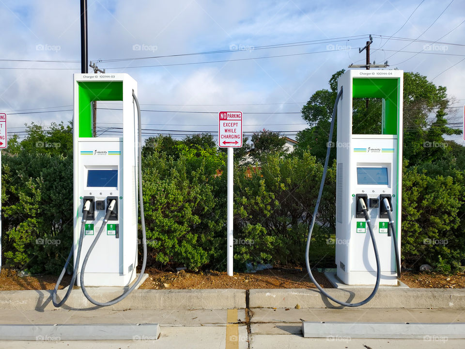 Two electric vehicle charging stations