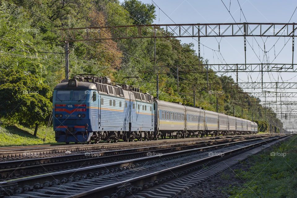 A passenger train and autumn trees🍂
