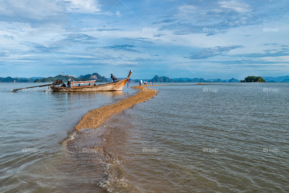 Beautiful unseen scene of long pier in sea at Thailand