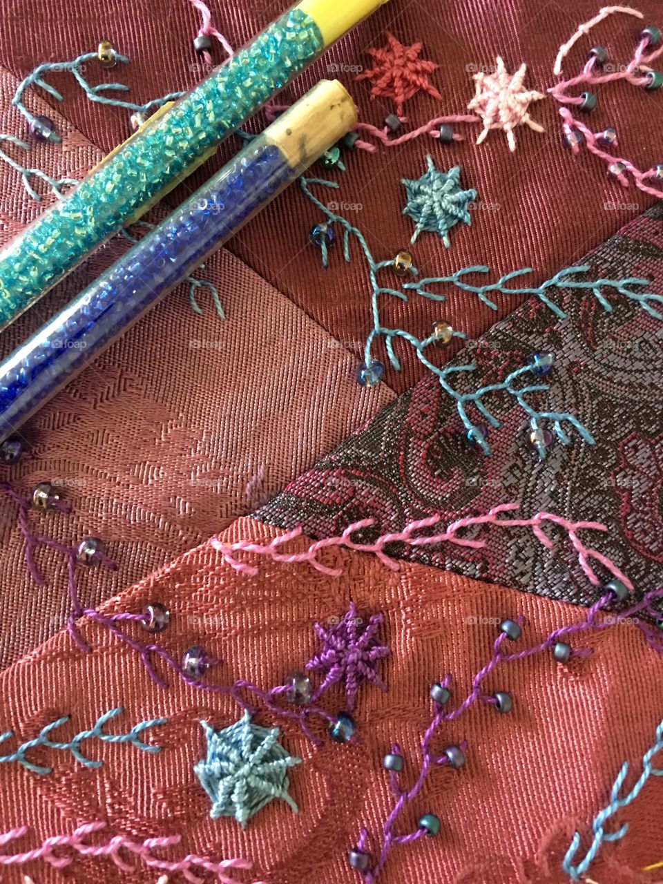 Embroidered embellishment with beads