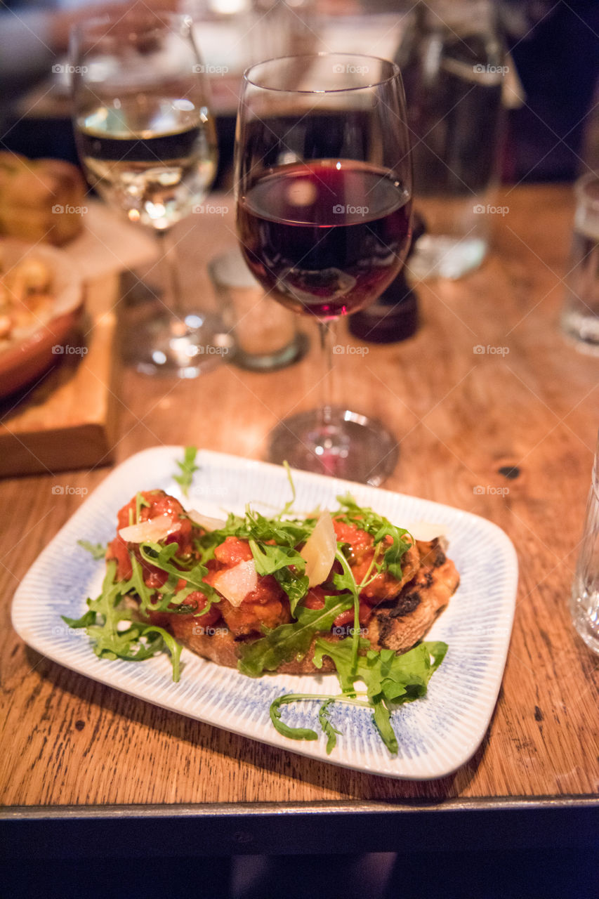 Starter at Famous Jamie's Italian restaurant in London. The restaurant has is name after TV Chef Jamie Oliver.