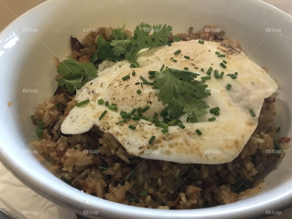 Fired egg over fried rice