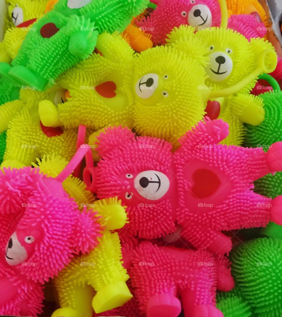 florescent color rubber toys