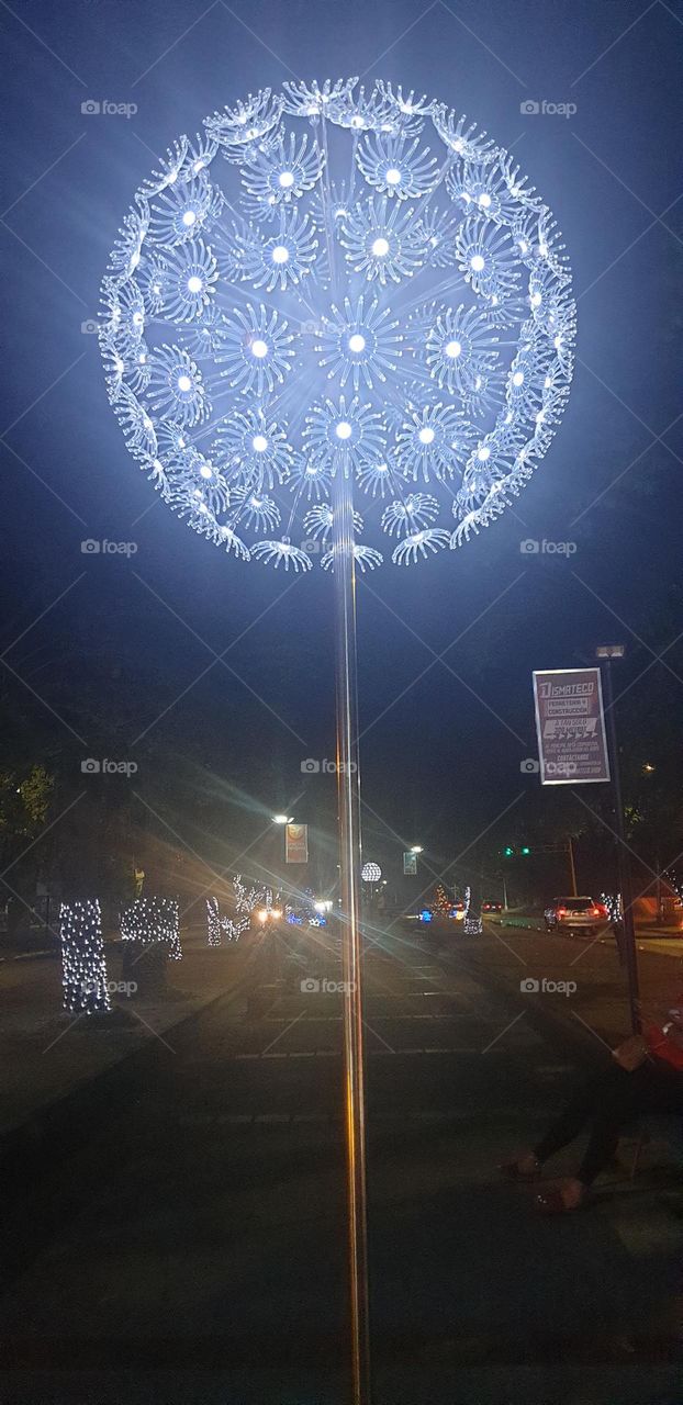 beautiful sphere design of striking and colored Christmas lights for tourists and neighbors to take photos in our city