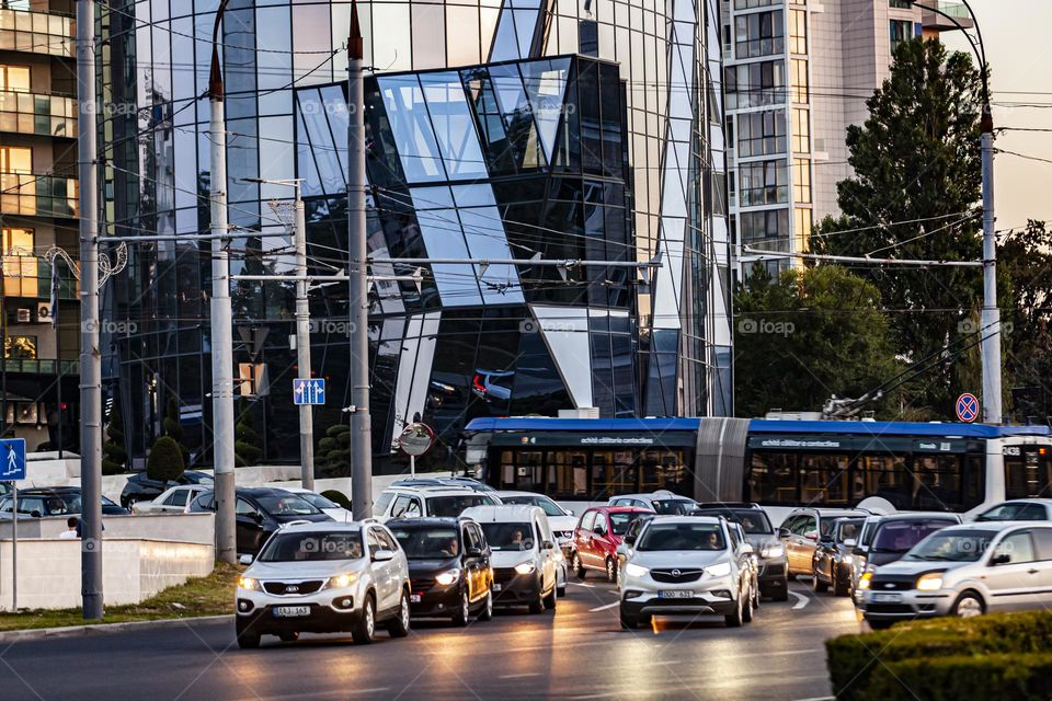 Evening traffic in the city