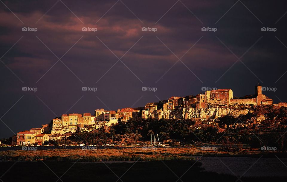 View of cityscape at night