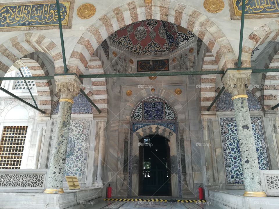 The outside of a beautiful historic building in Istanbul.