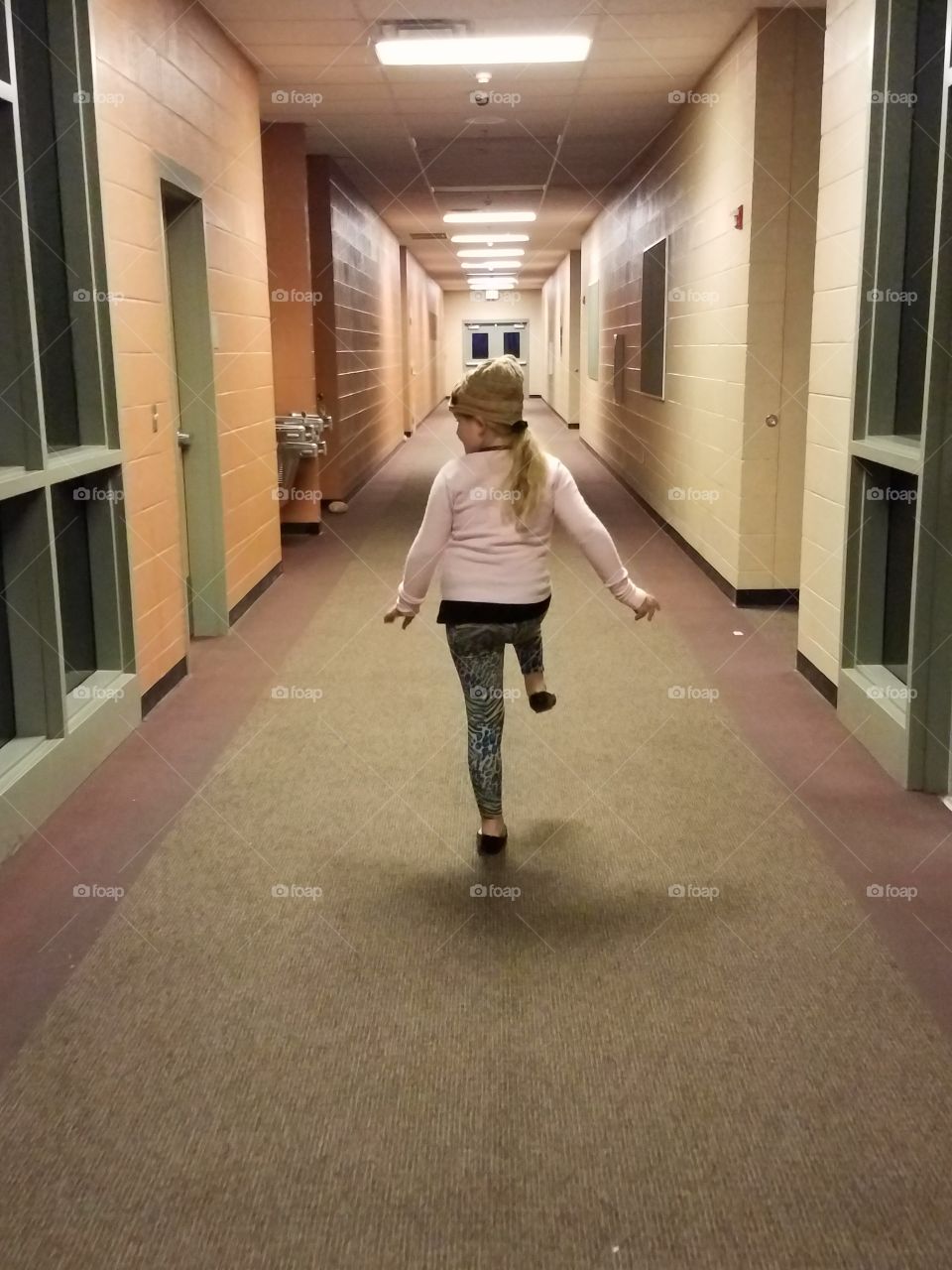 Walking in a hall