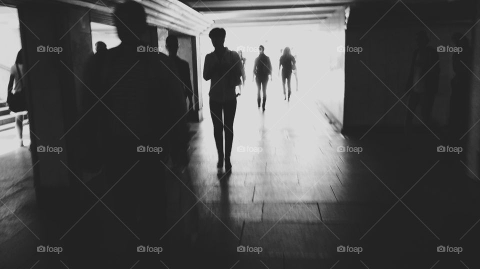Underground transition . Underground transition in Saint-Petersburg. Newsky prospect. Black&white photo.
