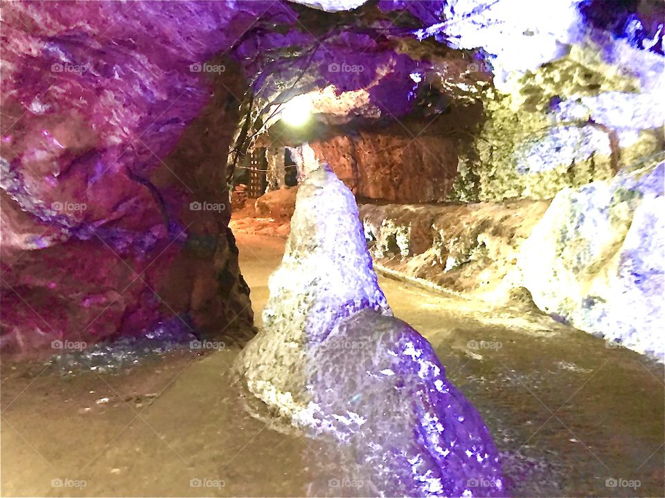 Salt formations and mineral deposits, Khewra Salt Mines, Punjab, Pakistan 