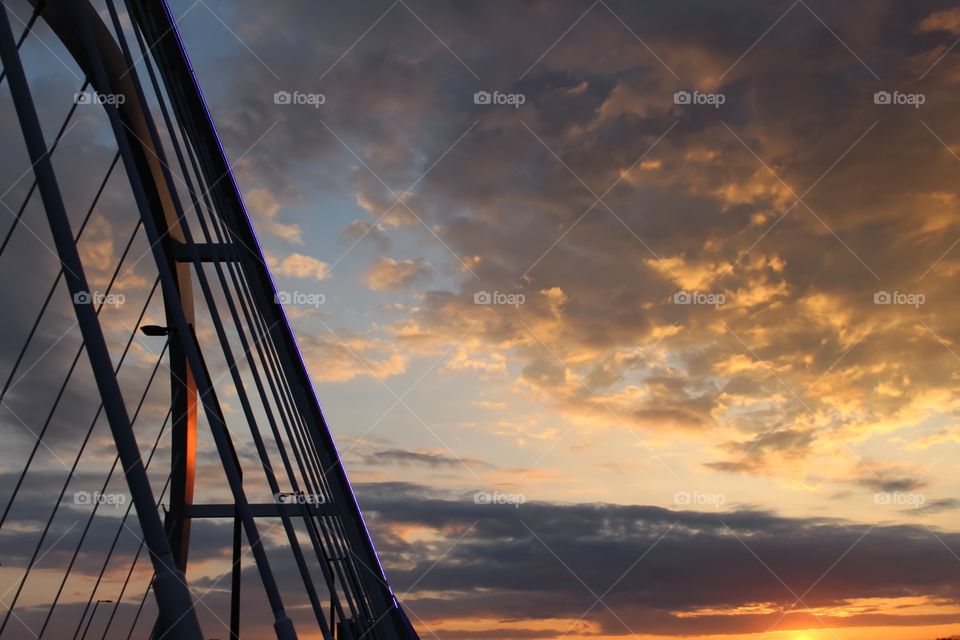 High angle view of bridge railing