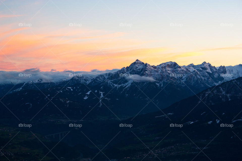 Sunset in the alps