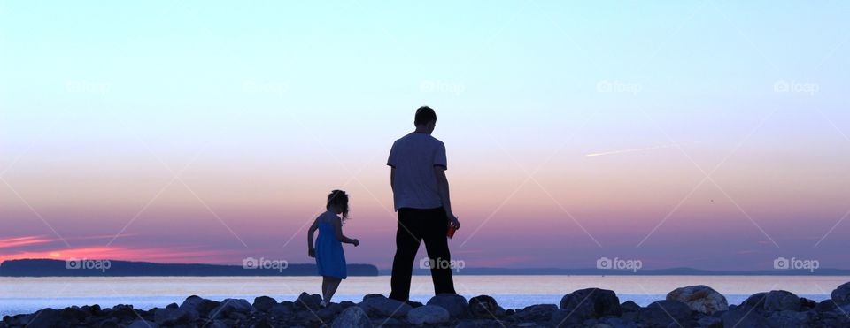 Maneuvering the rocks, watching the sunset 