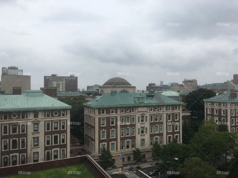 View of Columbia university campus in New York City from a tall building 