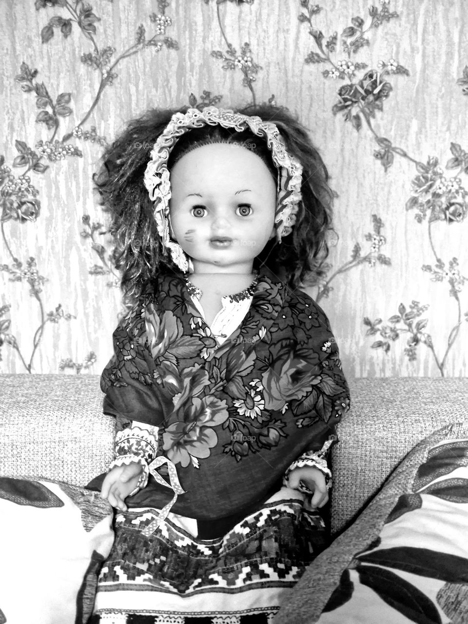 doll in black and white