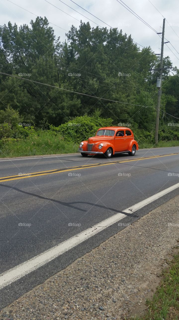 antique red car