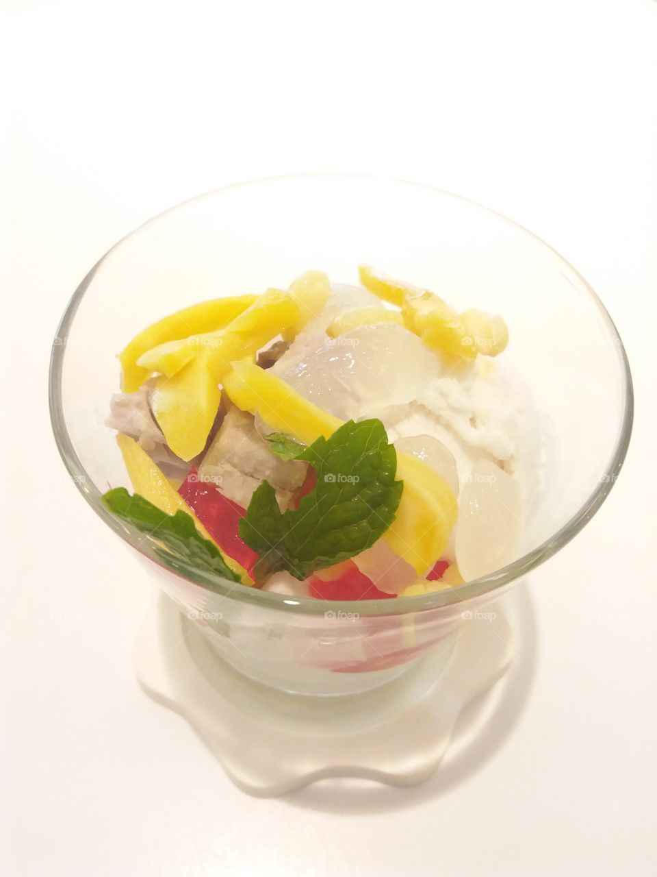 coconut ice cream with toppings