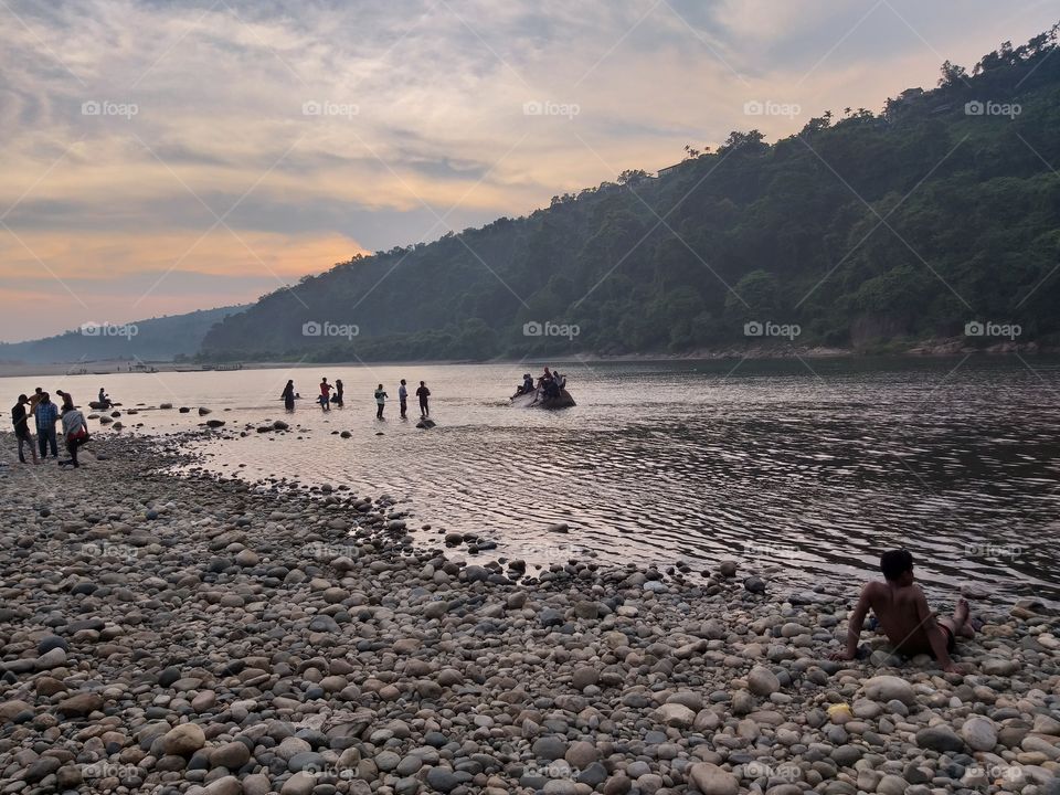 Sunset back side the mountain in summer