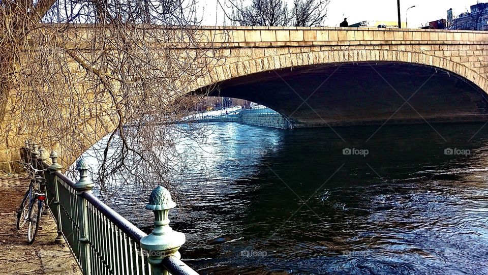 My old reliable bike witing for me under Tammerkoski bridge, Tampere - Finland