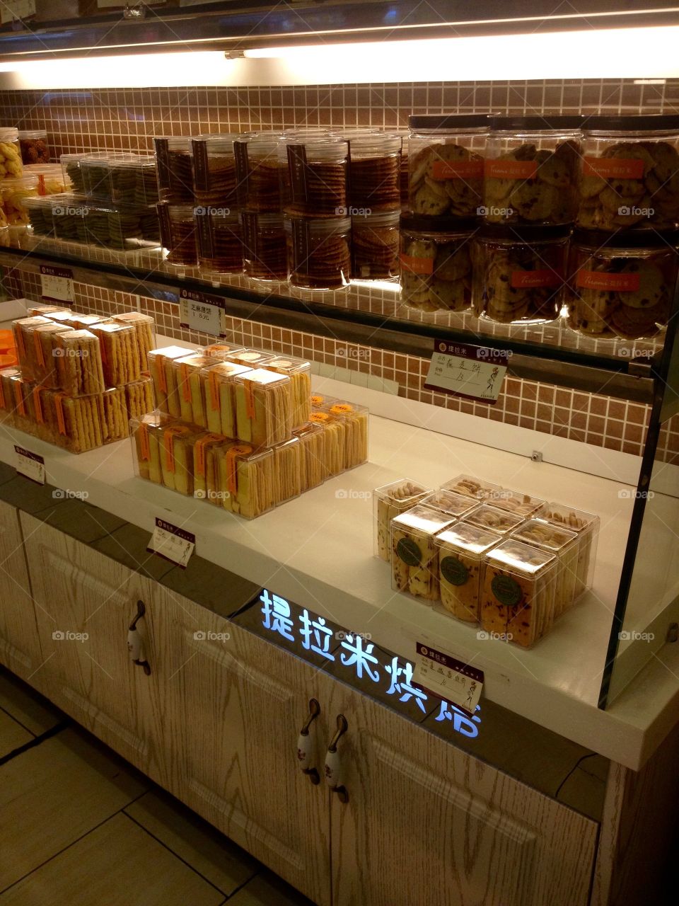 Cookies in the windows of bakery 