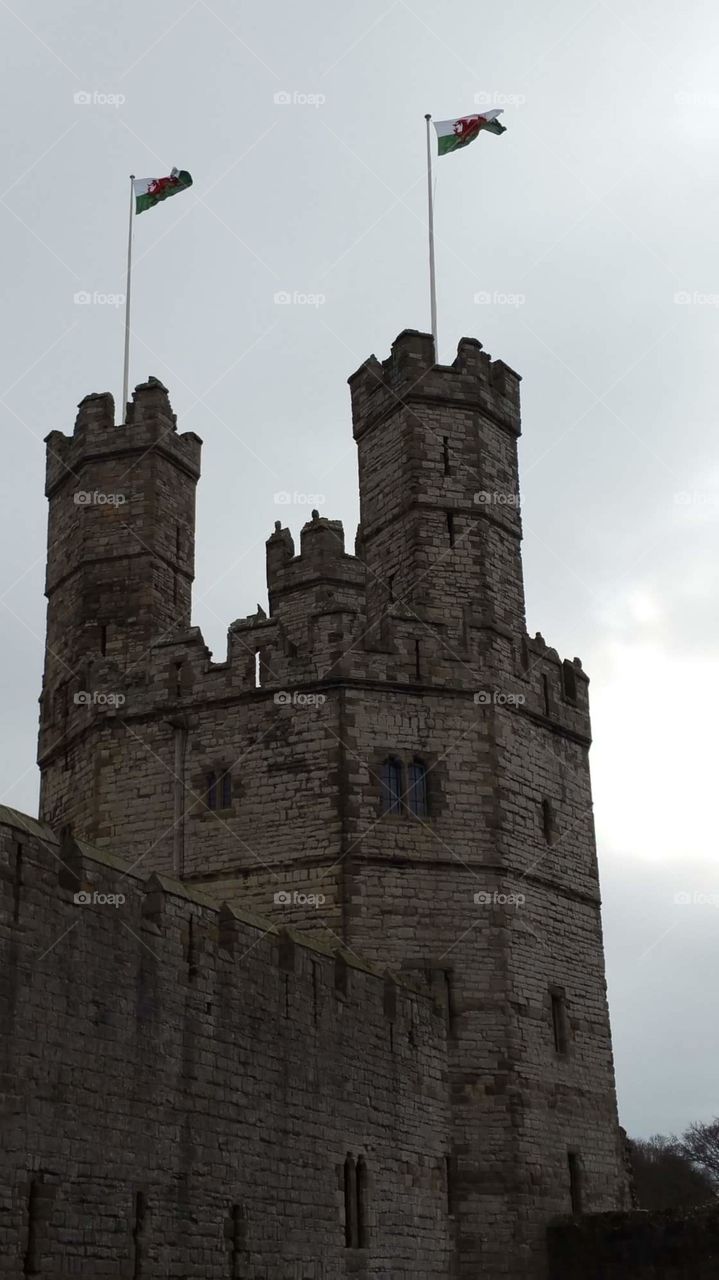 Welsh castle. walled town . north Wales.  united Kingdom