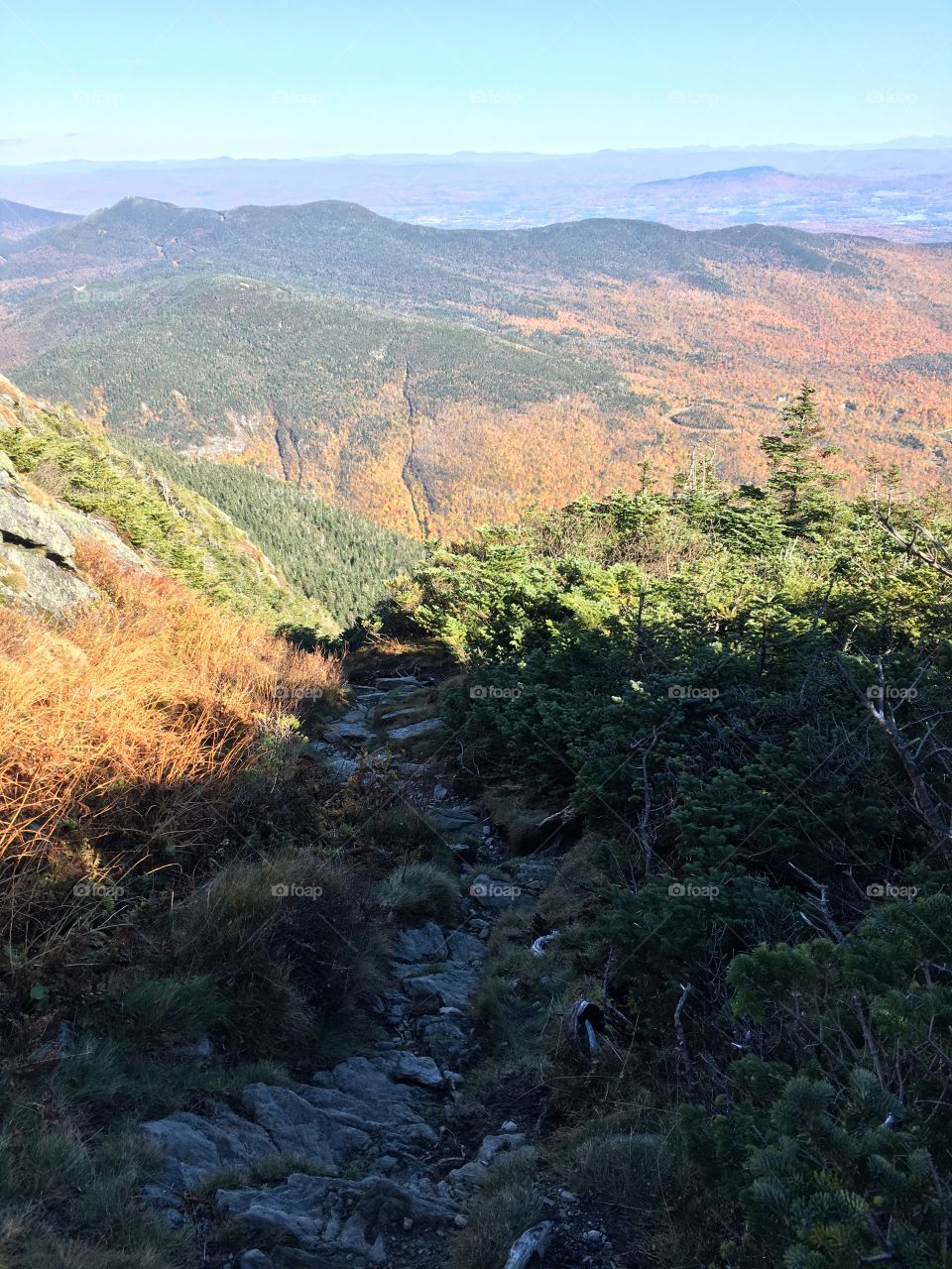The trail down the mountain