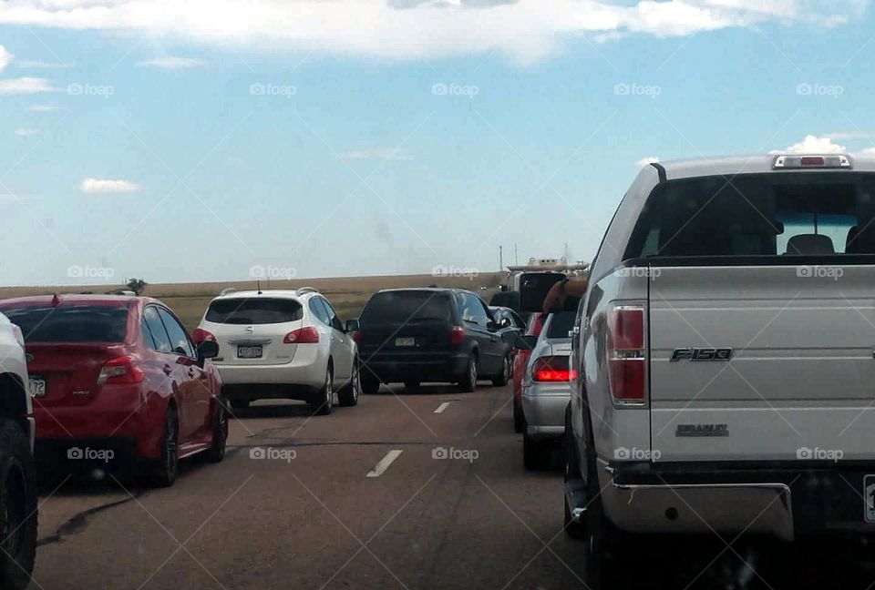 Traffic stopped on road