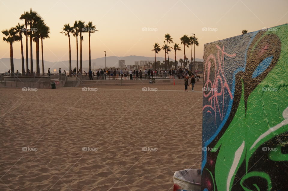 venice beach at sunset