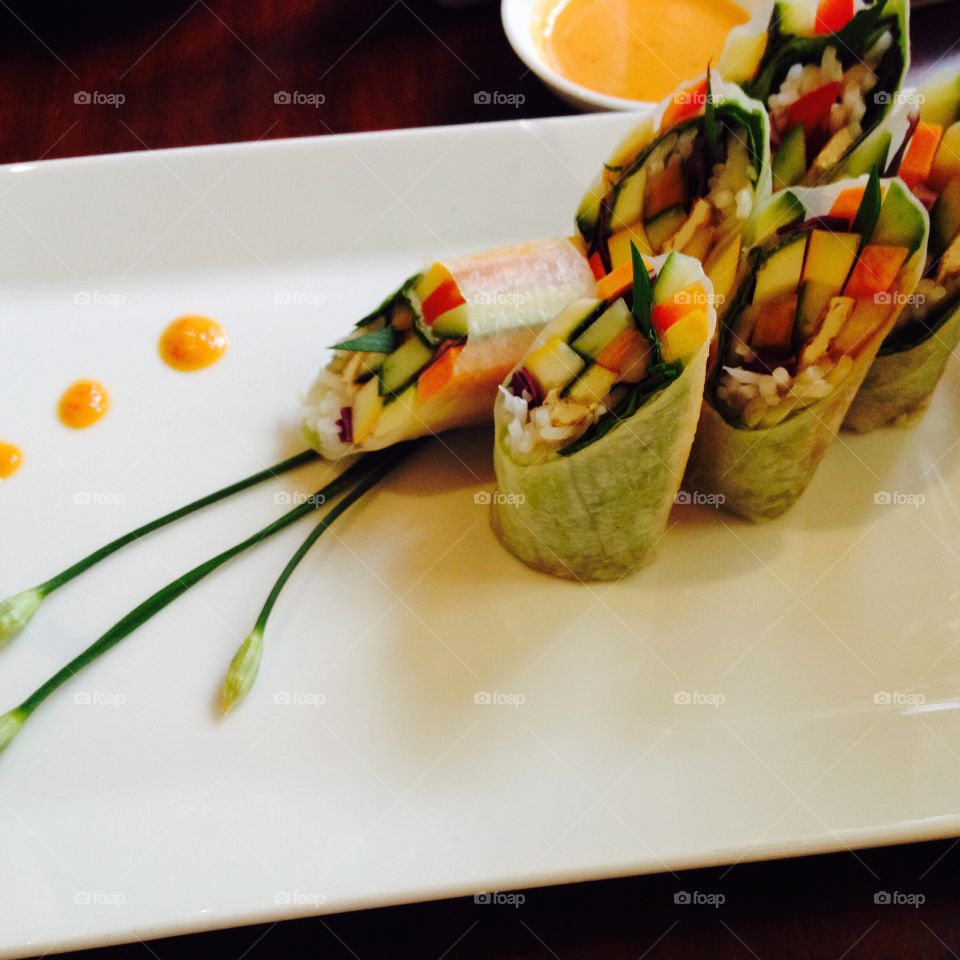 Healthy Meal: Fresh spring rolls. A healthy and fresh Vietnamese dish - just yummmmmmy