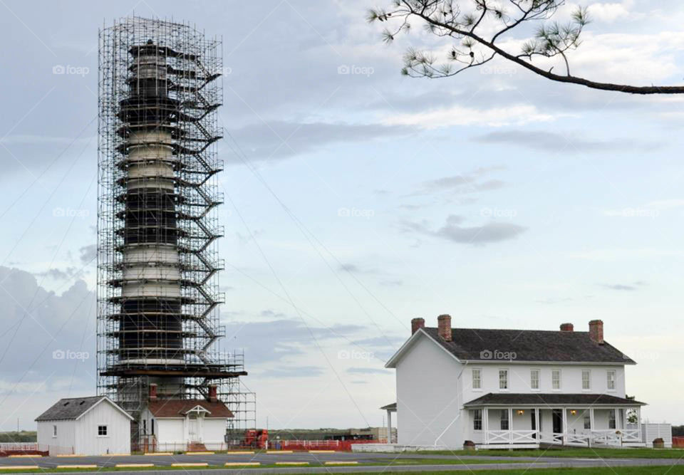 Bodie Island lighthouse. Nags Head, NC  Bodie Island lighthouse under renovations