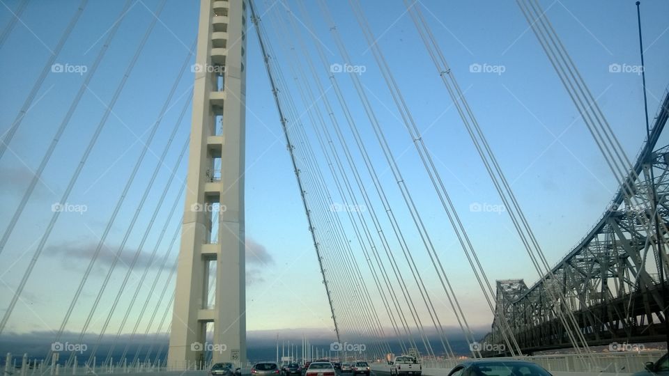 beautiful breath taking view of the horizon from the great San Francisco Bay Bridge.