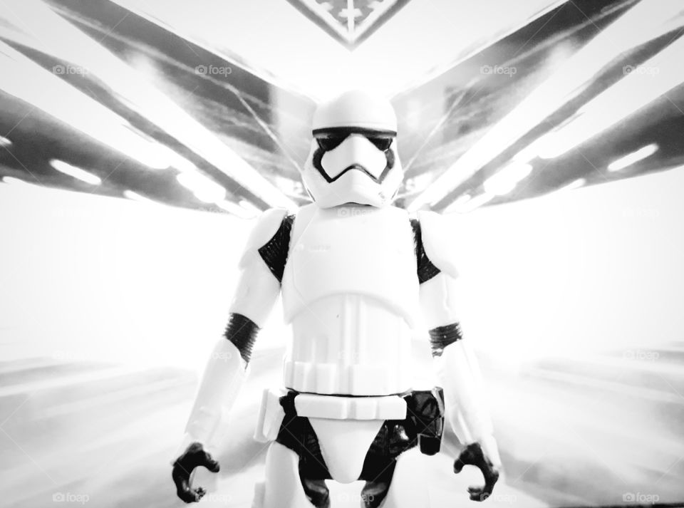 stormtropper toy in black and white - non action action