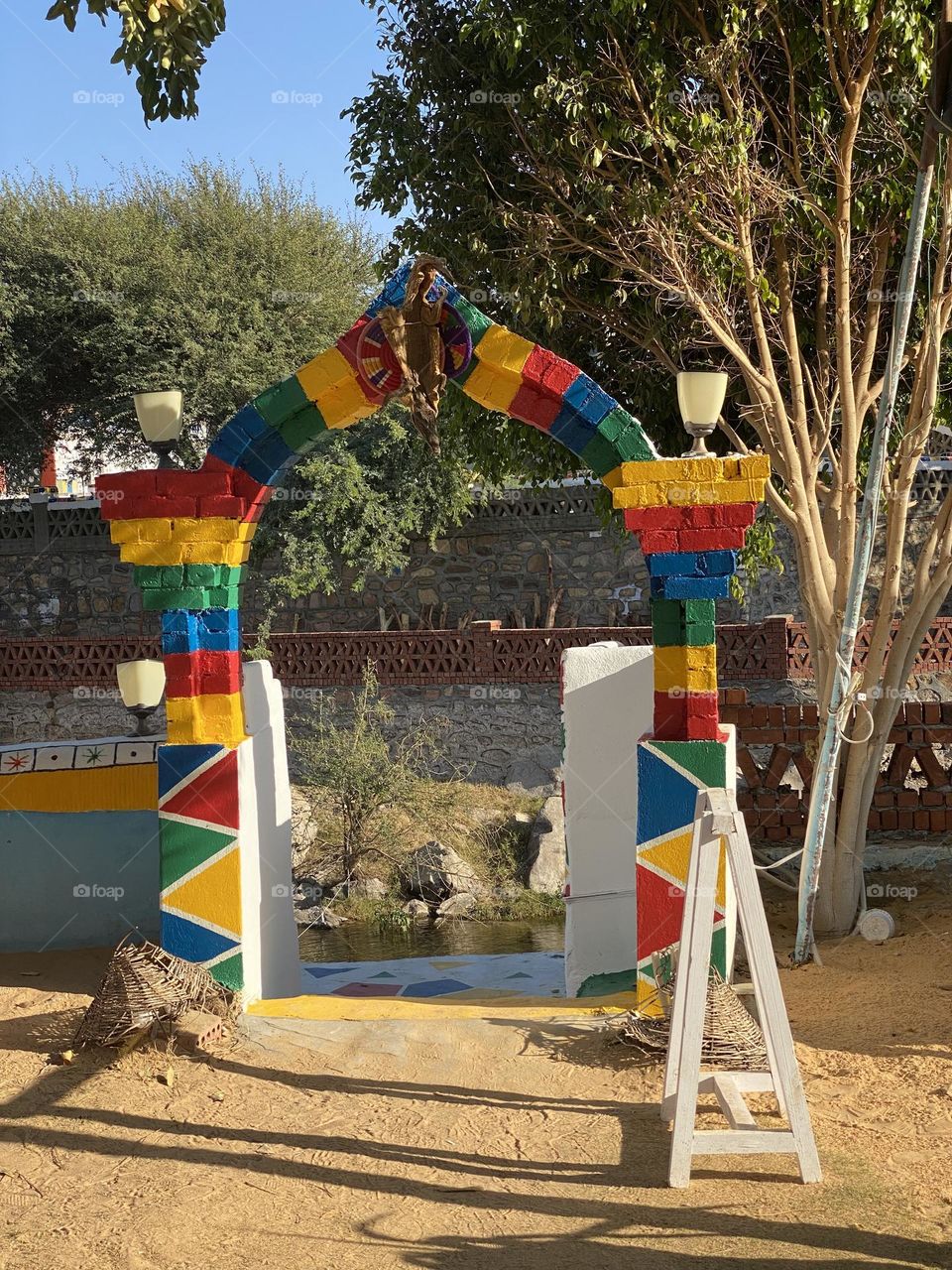 Decorated entrance at Nubian street in Aswan, Egypt 