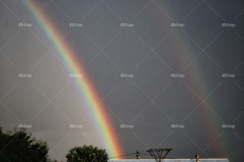 double rainbow in the sky afther the rain.