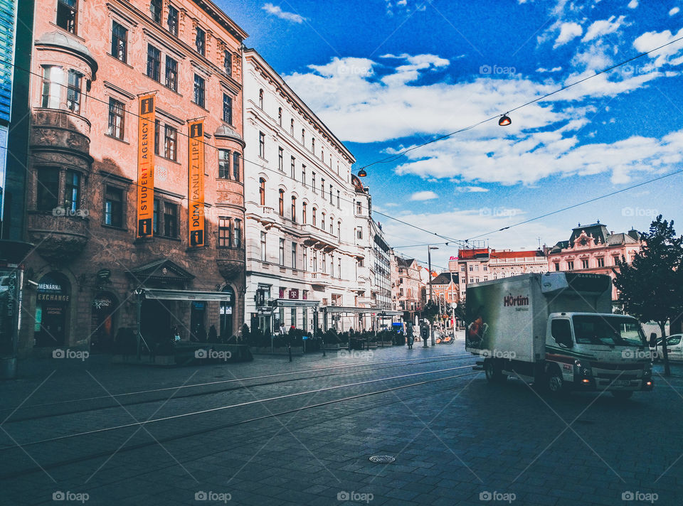 Brno Square at eight in the morning