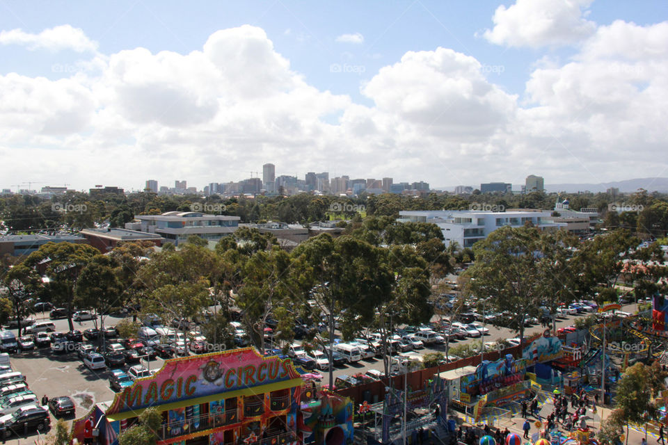 Adelaide city viewed from a ferris wheel