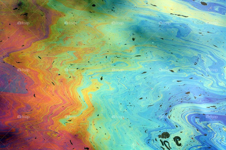 Oil spill on water