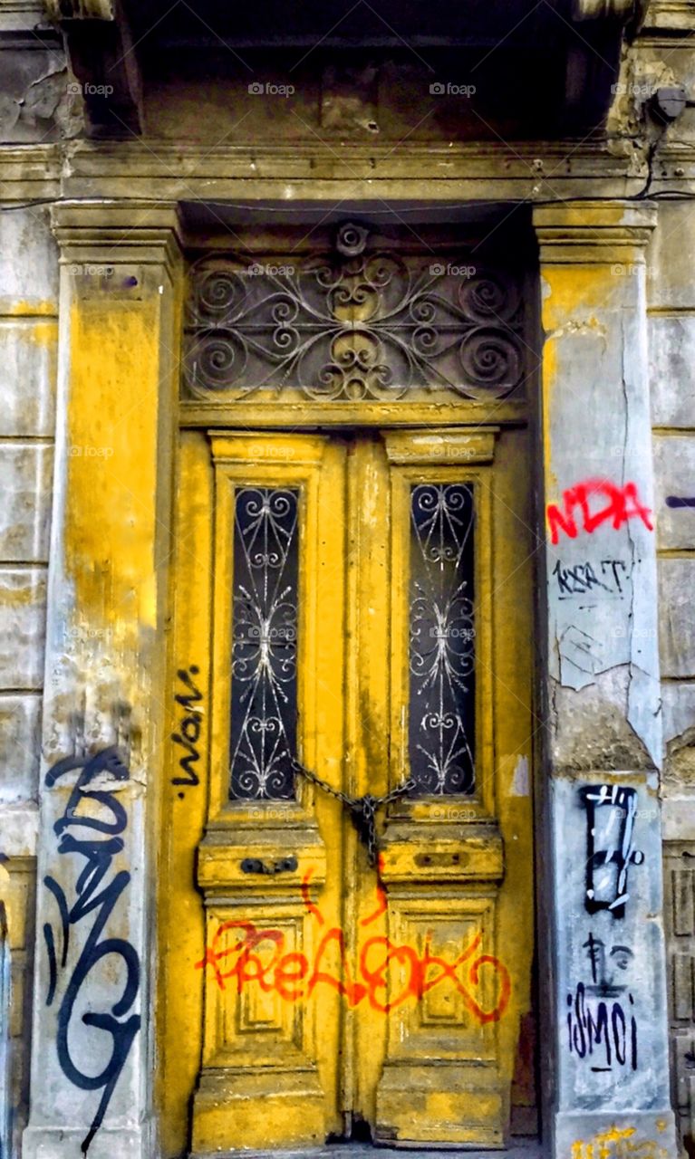Yellow derelict door