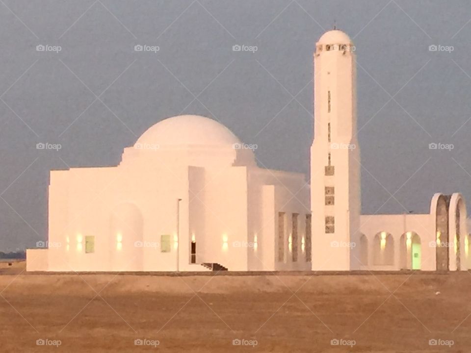Mosque in desert outside Abu Dhabi