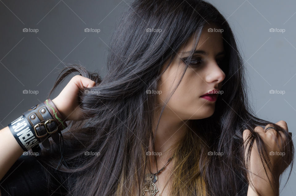 Close-up of woman posing