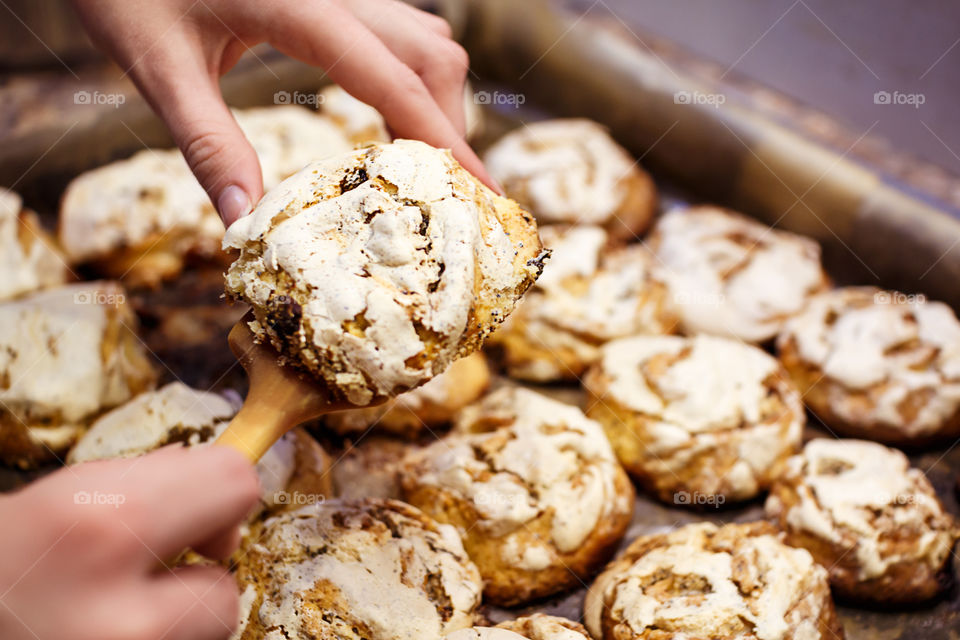 Cookie holding with wooden spoon