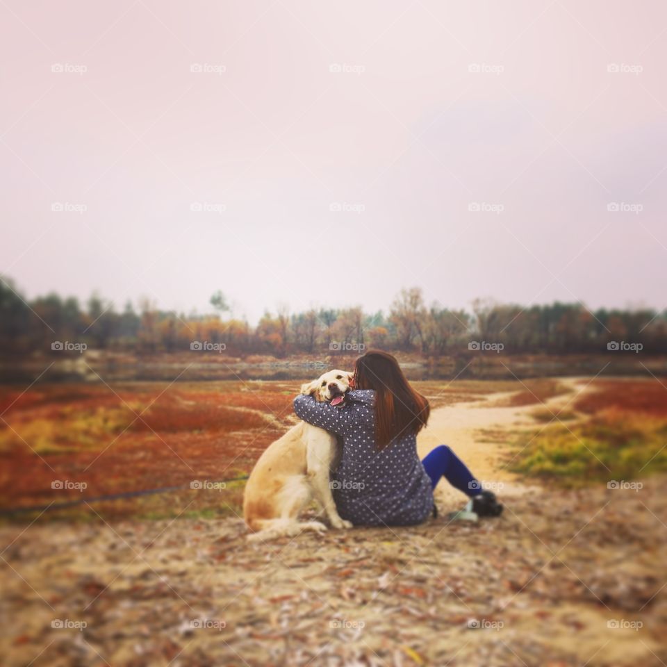 Girl with cute dog