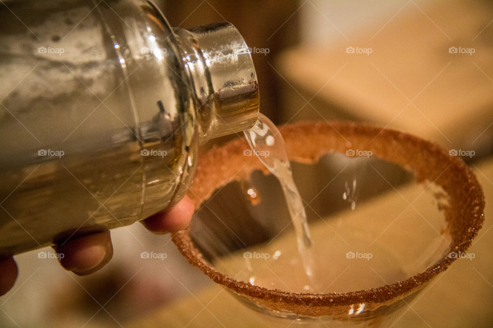 Pouring chocolate martinis