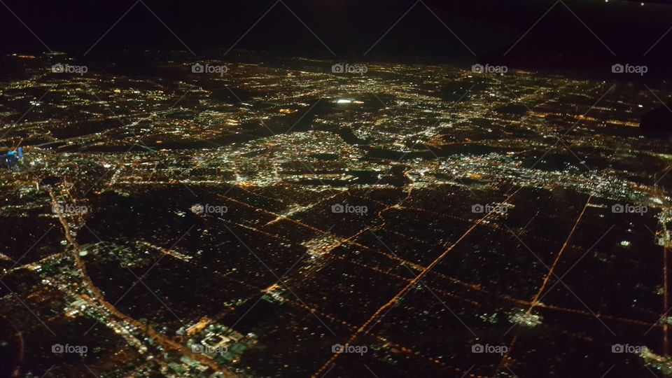 A view from above the city lights