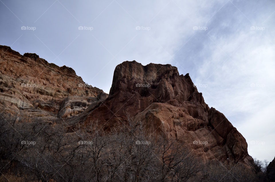 Low angle view of a rocky mountain