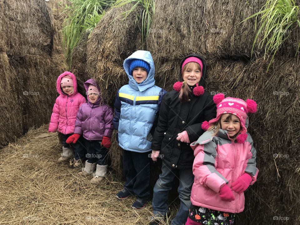 Having fun in the hat maze. 