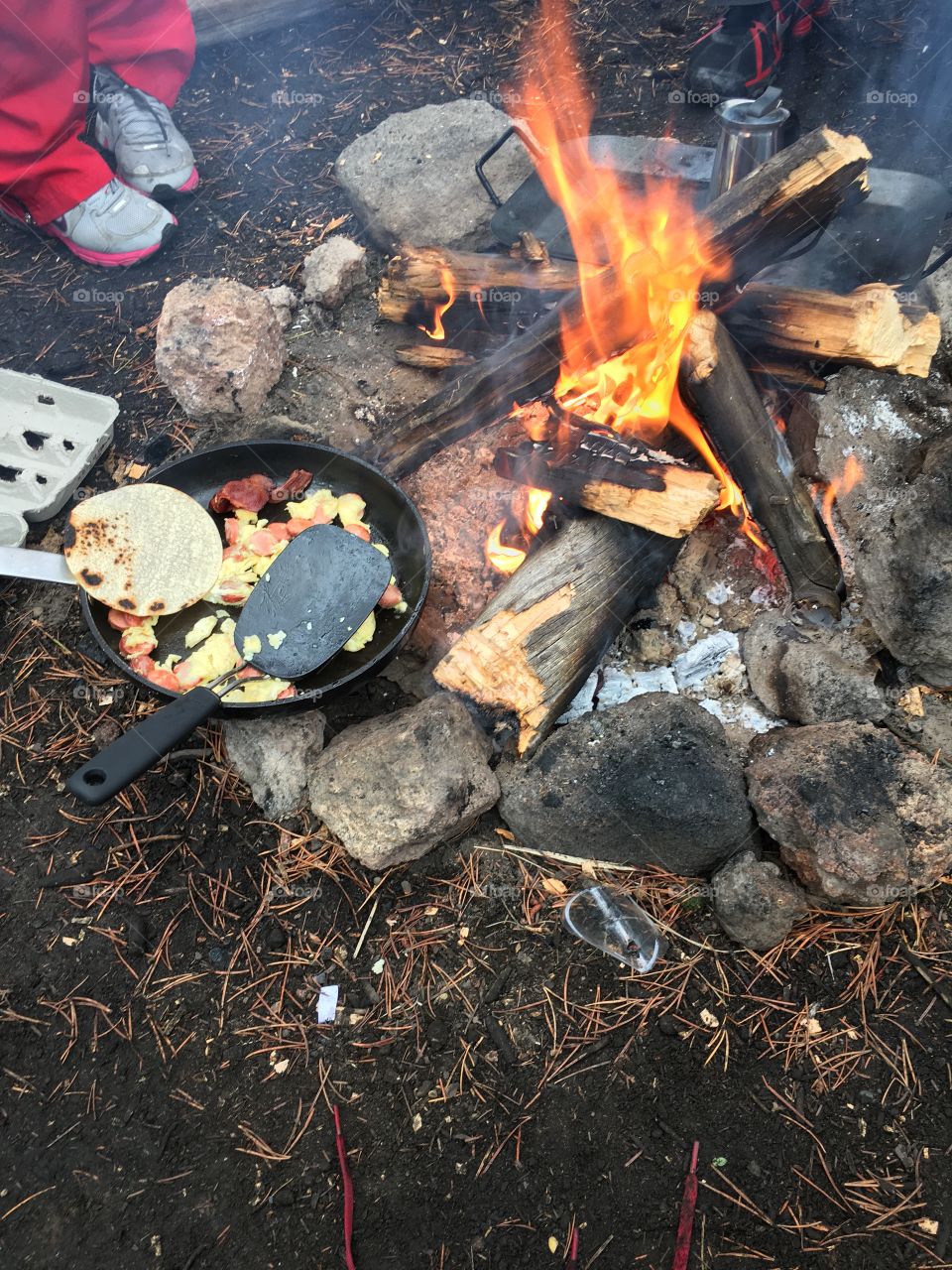 Campground wood fired breakfast