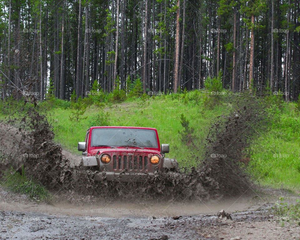 Red Jeep splash!