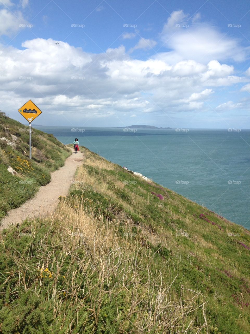 Howth walk. Trail by the sea at Howth head in Dublin